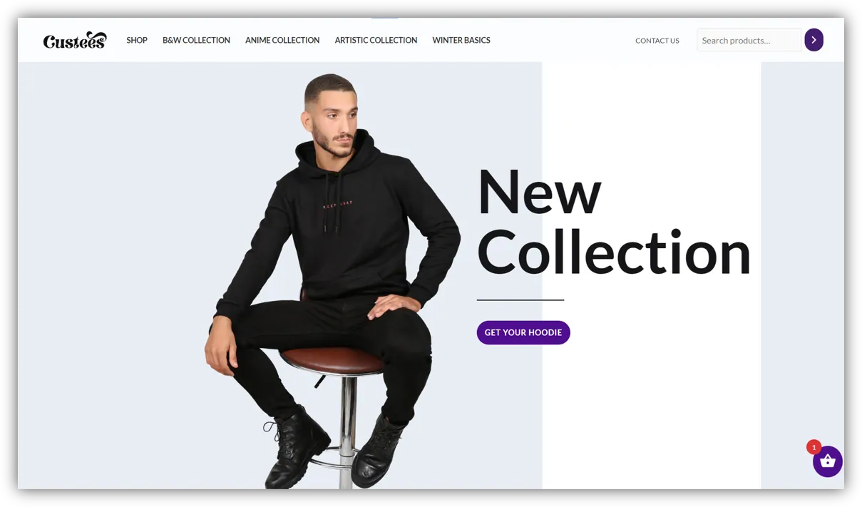 Aperçu du site e-commerce Custees conçu par Atelier Cadran
