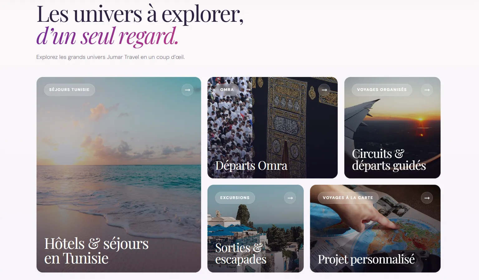 Exploration des destinations : une mise en avant visuelle qui donne envie et oriente vers les offres.