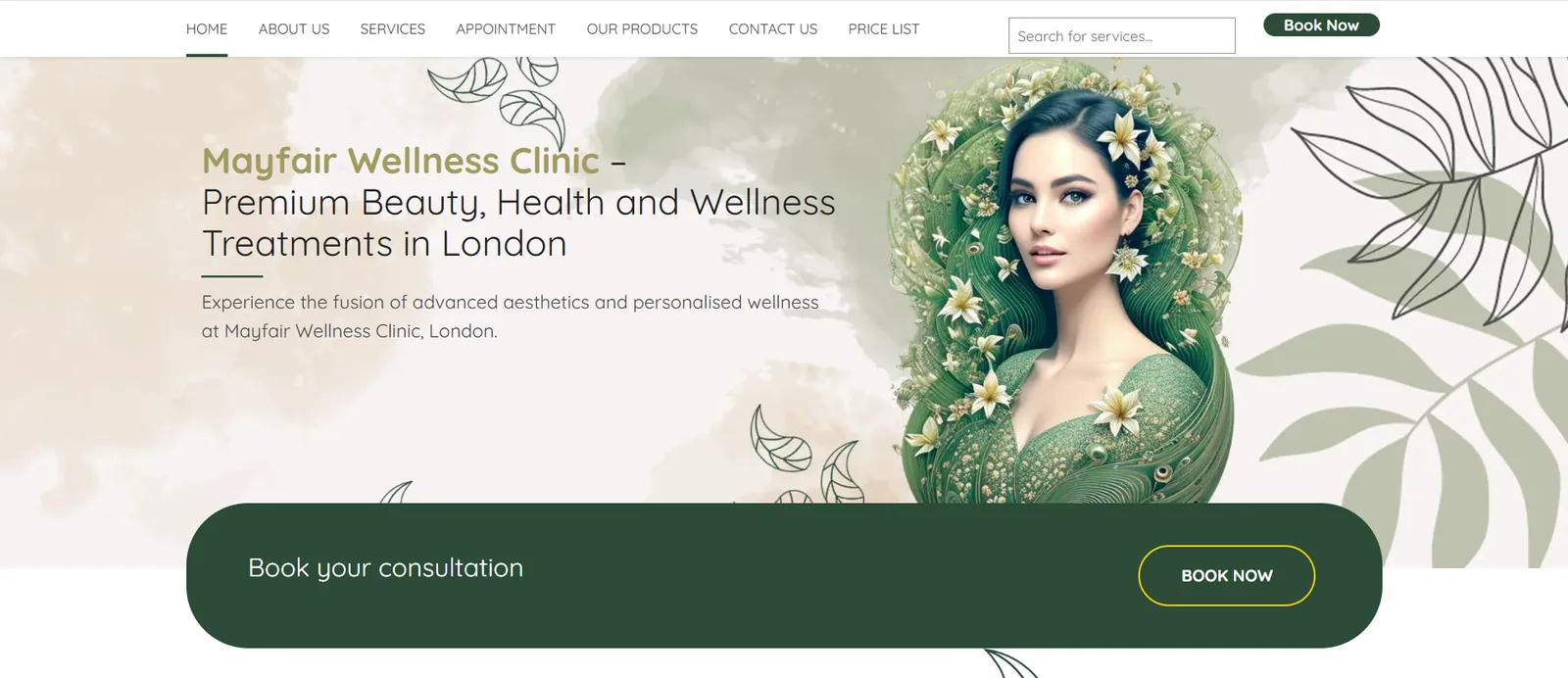 Aperçu du site vitrine Mayfair Clinic conçu par Atelier Cadran