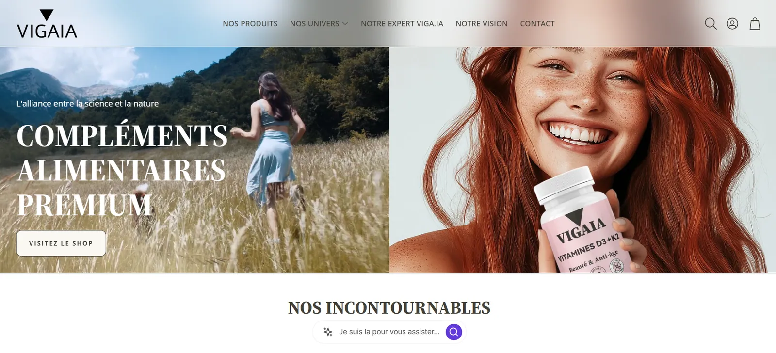Aperçu du site e-commerce Vigaia conçu par Atelier Cadran