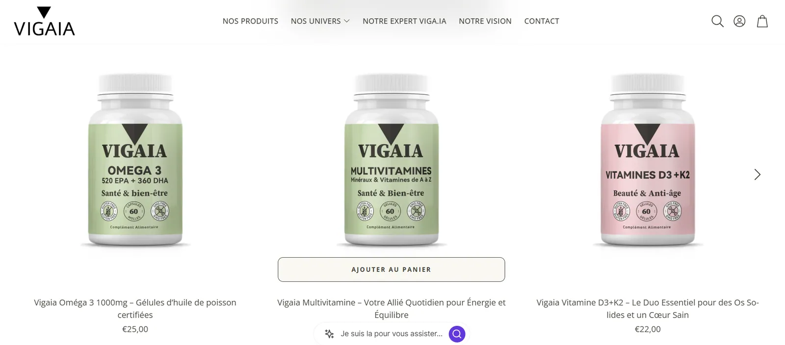 Catalogue : les gammes organisées par objectif, pour aider le visiteur à trouver le bon produit.