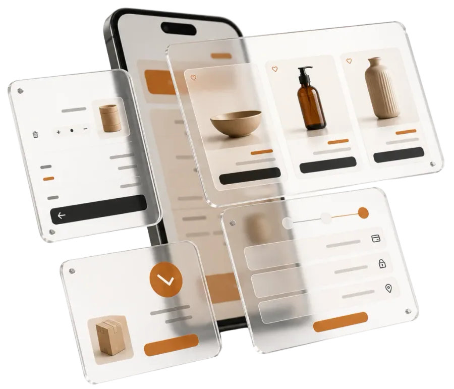 Aperçu du catalogue d'une boutique en ligne sur mobile, conçue par Atelier Cadran