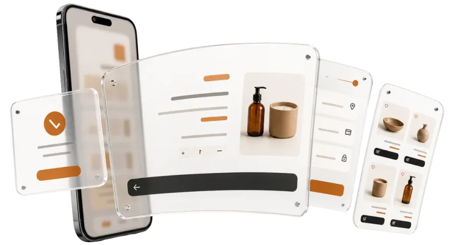 Fiche produit et tunnel de commande d'une boutique en ligne sur mobile