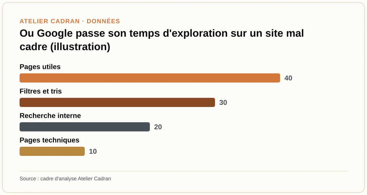 Ou Google passe son temps d'exploration sur un site mal cadre (illustration)