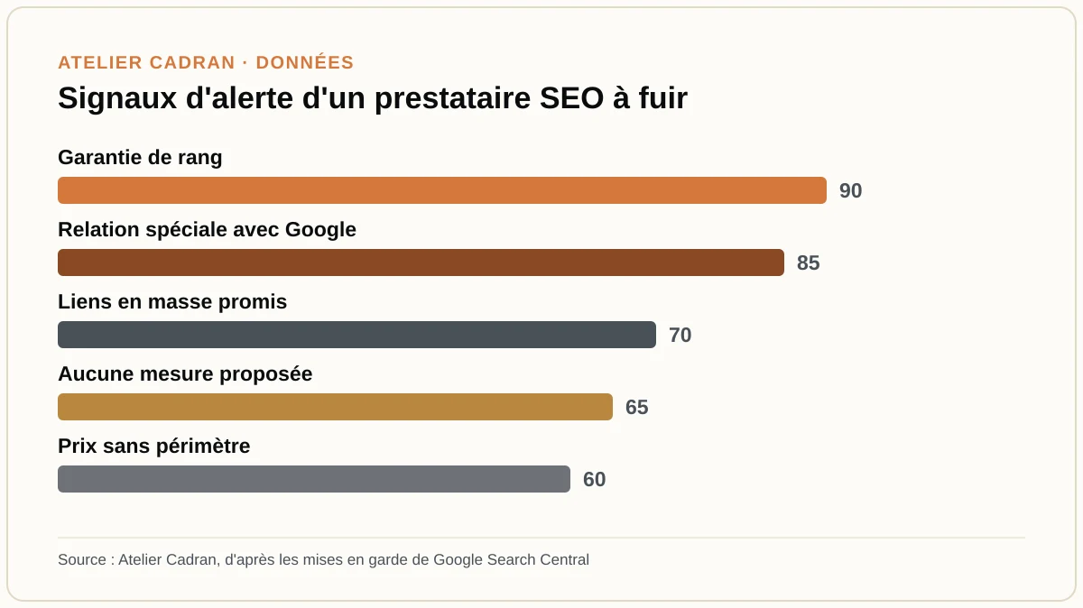Signaux d'alerte d'un prestataire SEO à fuir