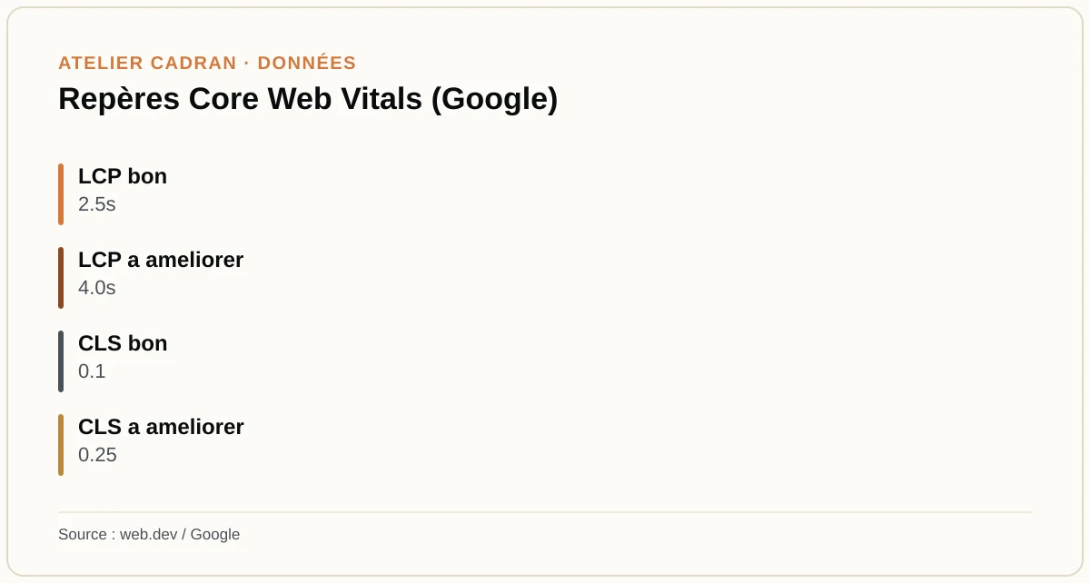Repères Core Web Vitals (Google)