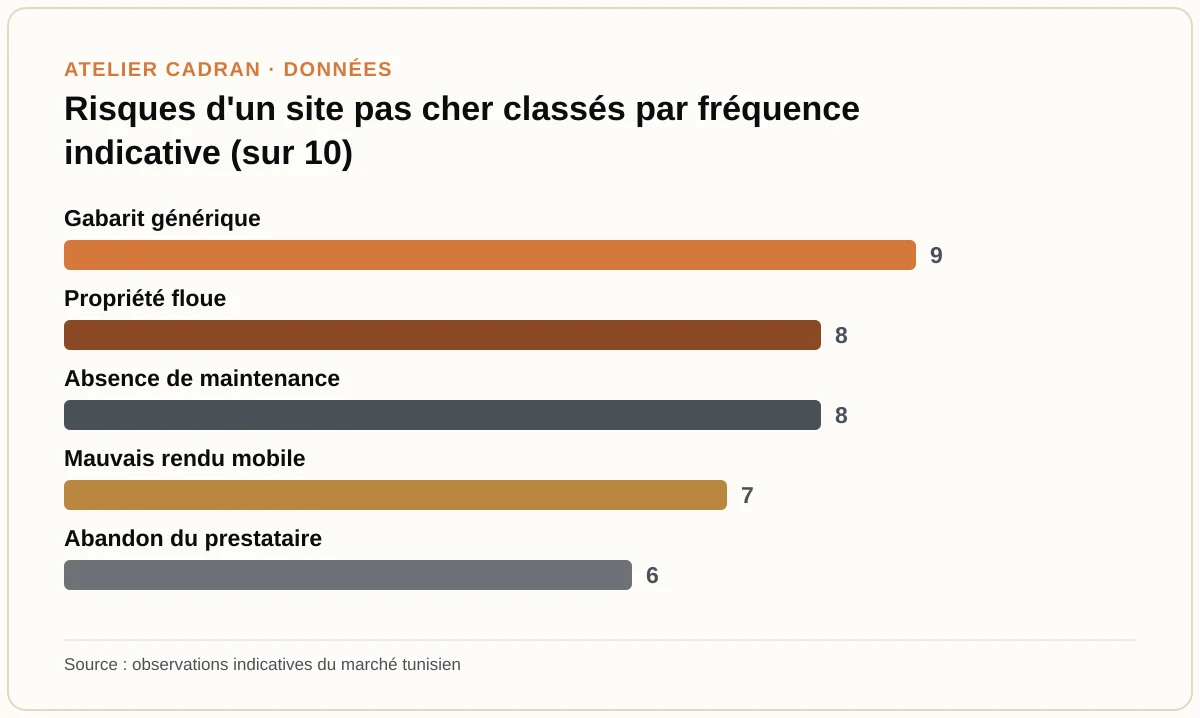 Risques d'un site pas cher classés par fréquence indicative (sur 10)