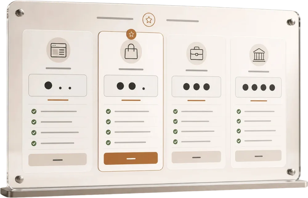 Comparatif des forfaits de site web par type de projet
